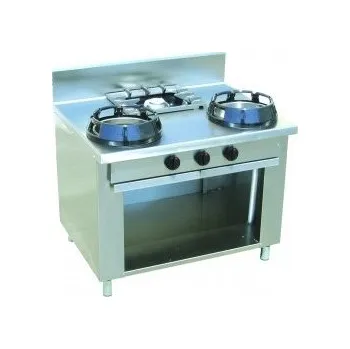 Sporák Čínský sporák plynový otevřená podestavba 2 hořáky WOK, 1 hořák EUR Casta