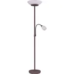 Trio Leuchten R40063124 GERRY - Moderní stojací lampa do obýváku v rustikální hnědé barvě, 2 x E27 + 1x E14, 180cm (Obýváková stojací lampa se dvěma vypínači)