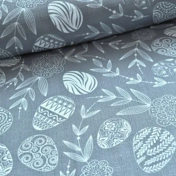 Velikonoční látka na ubrusy Vejce - šedé 160