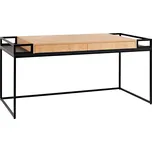 Nordic Design Černý kovový pracovní stůl Hugo 180 x 78 cm s dubovým dekorem