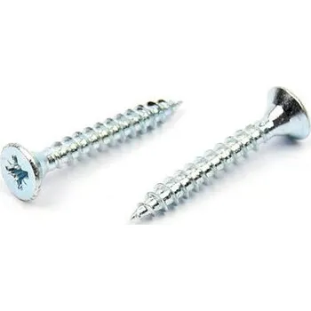 Vrut Univerzální vrut do dřeva 5x35 plný závit zinek bílý (Vrut do dřeva, křížová drážka PZ, zápustná hlava)