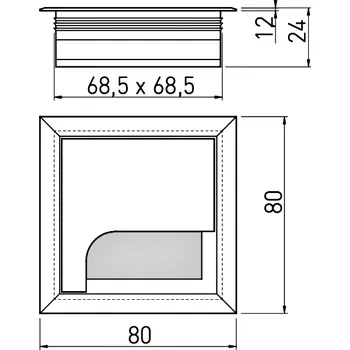 Nábytkové kování In-Design Průchodka kabelů MERI do stolu hranatá šířka 80 mm - různé délky černá Délka průchodky (mm): 80