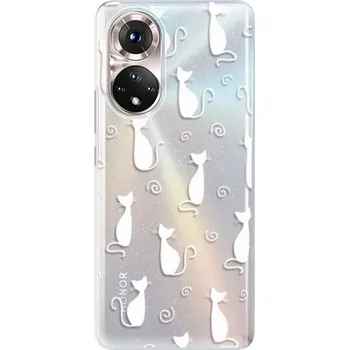 Pouzdro na mobilní telefon Odolné silikonové pouzdro iSaprio - Cat pattern 05 - white - Honor 50