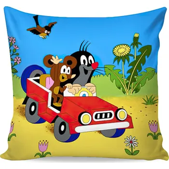 Matějovský Krtek povlak na polštářek 40 x 40 cm, krtek v autě s myškou