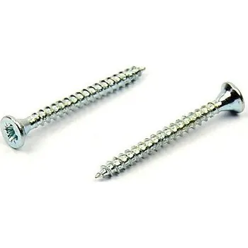 Spojovací materiál Univerzální vrut do dřeva 3x35 plný závit zinek bílý (Vrut do dřeva, křížová drážka PZ, zápustná hlava)