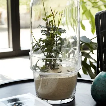 Váza Skleněný květináč s poklopem CLEAR 25 cm