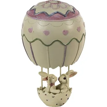 Bytová dekorace Dekorace zamilovaných králíčků v balónu - 11*11*19 cm