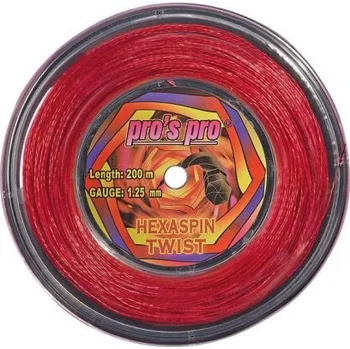 Struna na výplet tenisové rakety PROS PRO HEXASPIN TWIST červená (200m)