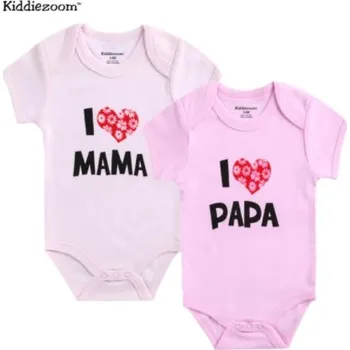 Kojenecké body s potisky "I love mama / papa!" a jiné (2 ks) Motiv: 9 růžové - I love mama / papa, Velikost: 12M