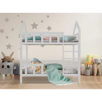 Dětská postel ELIS DESIGN Domečková postel patrová se zábranou svisle premium šedá rozměr lůžka: 80 x 180 cm, šuplík, nožičky: s nožičkami, bez šuplíku