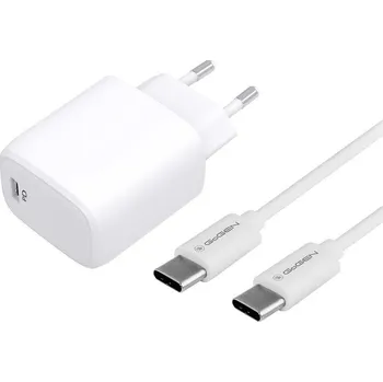 Nabíječka do sítě GoGEN ACHPD 120, 1x USB-C PD 20W + USB-C/USB-C kabel 1m - bílá