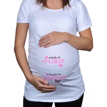 Žertovný předmět Těhotenské tričko - Začalo to polibkem Barva: červená