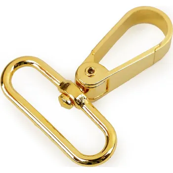 Kovová karabina otočná, průvlek 39 mm, barva 5 žluté zlato