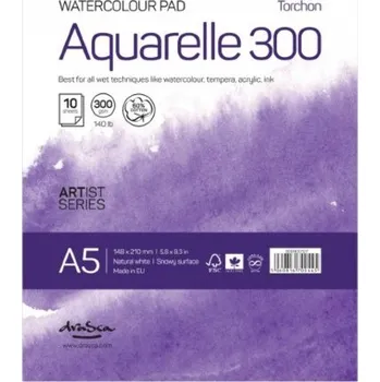 Drasca Art EOOD Skicák Aquarelle Torchon 300 přírodní bílý (300g/m2, 10 listů) A5