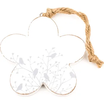 Velikonoční dekorace Kytka závěs dřevo 12cm bílá (HCK-15675S)