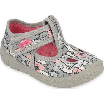 Dívčí baleríny Bačkůrky botičky Befado Honey 533P019 šedé se zvířátky flexibilní lehké velikost: 20