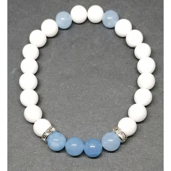 Náramek Křemen bílý a achát modrý