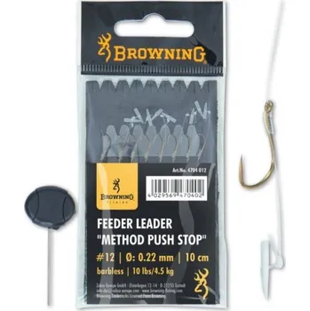 Rybářský háček 6ks - Hotový Návazec Browning Feeder Leader Method Push Stop Velikost 18