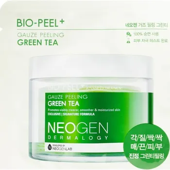 Přípravek na čištění pleti a oči Neogen Dermalogy Bio-Peel+ Gauze Peeling Green Tea peelingové pleťové tamponky pro rozjasnění a hydrataci 8 ks