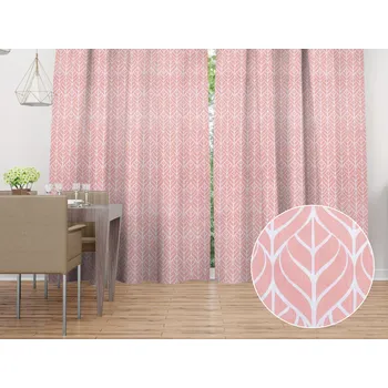 ubrus Bavlněný závěs Sandra SA-211 Listy na starorůžovém 130x140 cm