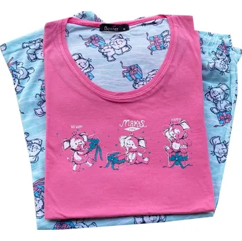 Dámské noční prádlo n-feel Pyžamo dámské 3/4 kalhoty Benter-H860 Barva: Růžová, Velikost: XXL