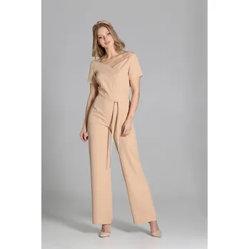 Dámský overall Overal s carmen výstřihem Barva: Béžová, Velikost: M