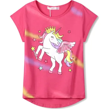 Chlapecké tričko Dívčí triko - KUGO WT0883, tmavě růžová Barva: Růžová, Velikost: 98