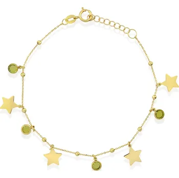 Náramek Lillian Vassago Zlatý náramek s hvězdami a olivíny LLV22-GB037YO
