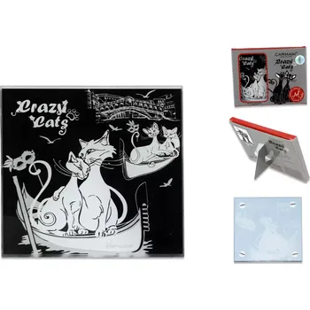 Carmani® Carmani - Skleněné prostírání pod hrnek Kočičí svět, Kočky v Benátkách v dárkovém balení - 10,5*10,5 cm