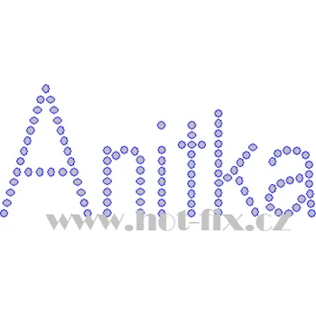 ANITKA - jméno JM03 nažehlovací hot-fix kamínkový potisk na textil, rozměr cca 11,6x4,9cm barva: kameny barva 101 Crystal /stříbrná