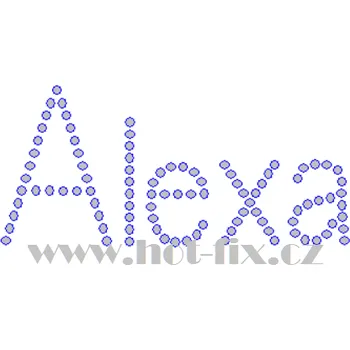 ALEXA - jméno JM03 nažehlovací hot-fix kamínkový potisk na textil, rozměr cca 10,6x4,9cm barva: kameny barva 101 Crystal /stříbrná