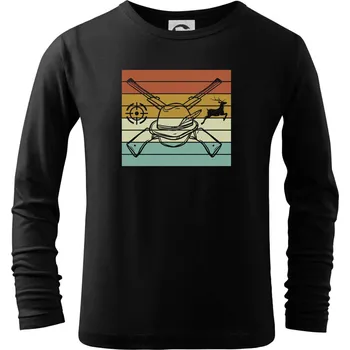 Chlapecké tričko Vintage myslivec - Triko dětské Long Sleeve - 146 cm/10 let ( Černá )