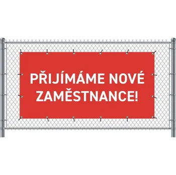 Značení Standardní banner na plot 200 x 100 cm Přijímáme nové zaměstnance čeština Červené