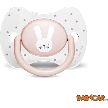 SUAVINÉX silikonový dudlík FYZIOLOGICKÝ HYGGE +18m, 1ks Králík/Růžová