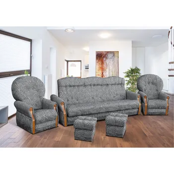 Sedací souprava Sedací souprava PALERMA 3 + 1 + 1 + taburety tmavě šedá