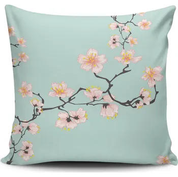 Povlak na dekorativní polštářek ASIR Dekorační polštářek KVĚTY NA MODRÉ 43 cm bavlna/polyester