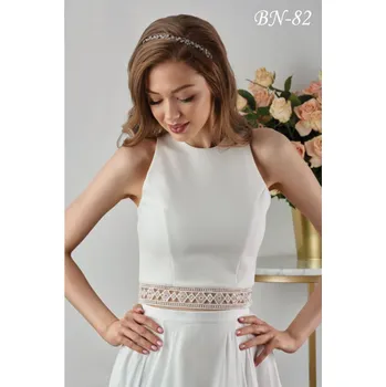 Bolerko Svatební crop top lemovaný krajkou Guipure, ivory BN-82 Vybraná velikost: S