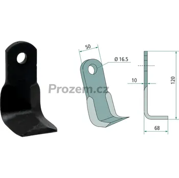 Pracovní nůž Úhlový nůž pro Sicma, Sovema, 120/10/16,5 mm