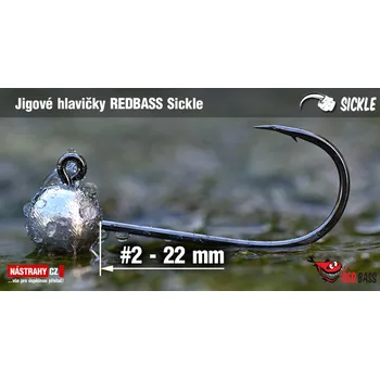 Rybářský háček Jigová hlavička REDBASS Sickle #2 - 22 mm - #2 - 1,5 g, 5 ks