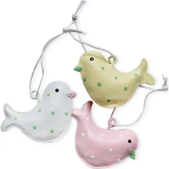 Velikonoční dekorace Ptáček závěs kov 3ks/6cm mix (538762)