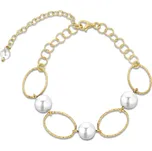 Stříbrný pozlacený náramek bílý perlový Crystalactite BG6017AB8W AB