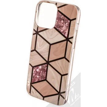 Pouzdro na mobilní telefon 1Mcz Geometric Marble Cover ochranný kryt pro Apple iPhone 13 Pro Max růžově zlatá (rose gold)