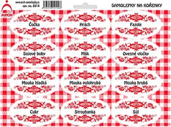 samolepící etikety ARCH Samolepky na kořenky s červeným ornamentem čočka - základ v kuchyni