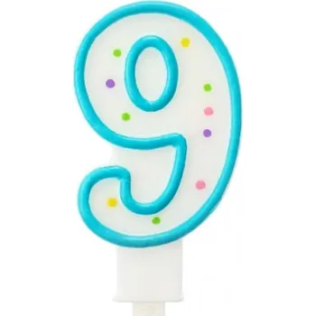 Dortová svíčka Godan Svíčka s puntíky na dort "9" Barva: Modrá