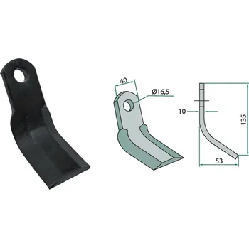 Mulčovací Y-nůž pro Aedes / Pircher, 135/10/16,5 mm