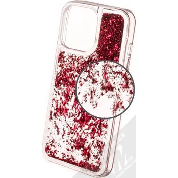Pouzdro na mobilní telefon 1Mcz Liquid Hexagon Sparkle ochranný kryt s přesýpacím efektem třpytek pro Apple iPhone 13 Pro červená (red)
