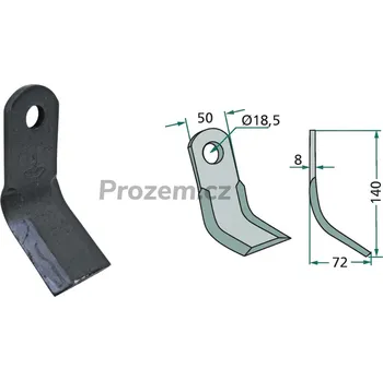 Mulčovací Y-nůž pro Dragone, 140/8/18,5 mm