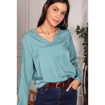 Dámská halenka Halenka Sarah John Paris F2167 barva: modrá-tyrkysová, velikost: S