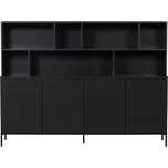 WOOOD Černá borovicová knihovna Gravia 150 x 200 cm