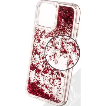 Pouzdro na mobilní telefon 1Mcz Liquid Hexagon Sparkle ochranný kryt s přesýpacím efektem třpytek pro Apple iPhone 13 Pro Max červená (red)